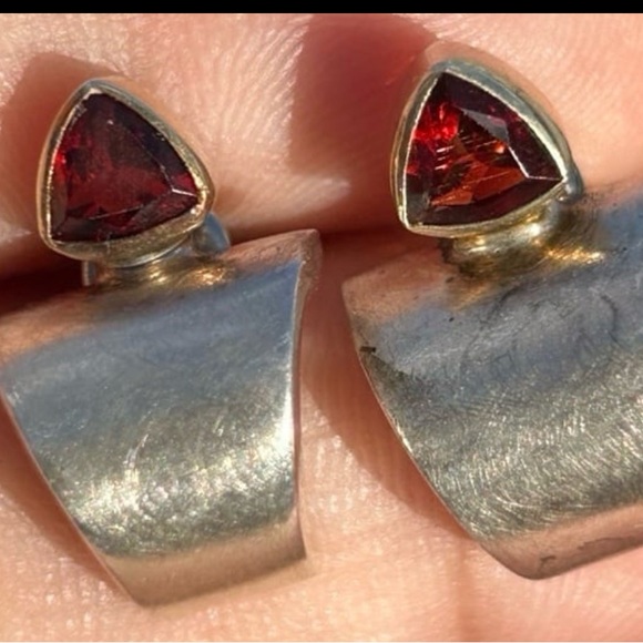 michou Jewelry - Vintage Michou Sterling Silver
22K Gold Vermeil pear stud posted earrings